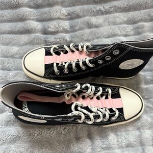 Black and Pink High-Top All Star Converse Sneakers